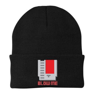 Blow Me Funny Vintage Retro 8Bit Cartridge Gaming Beanie