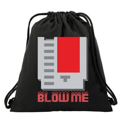 Blow Me Funny Vintage Retro 8Bit Cartridge Gaming Drawstring Bag