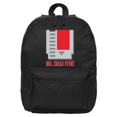 Blow Me Funny Vintage Retro 8Bit Cartridge Gaming 16 in Basic Backpack