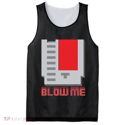 Blow Me Funny Vintage Retro 8Bit Cartridge Gaming Mesh Reversible Basketball Jersey Tank