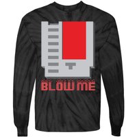 Blow Me Funny Vintage Retro 8Bit Cartridge Gaming Tie-Dye Long Sleeve Shirt