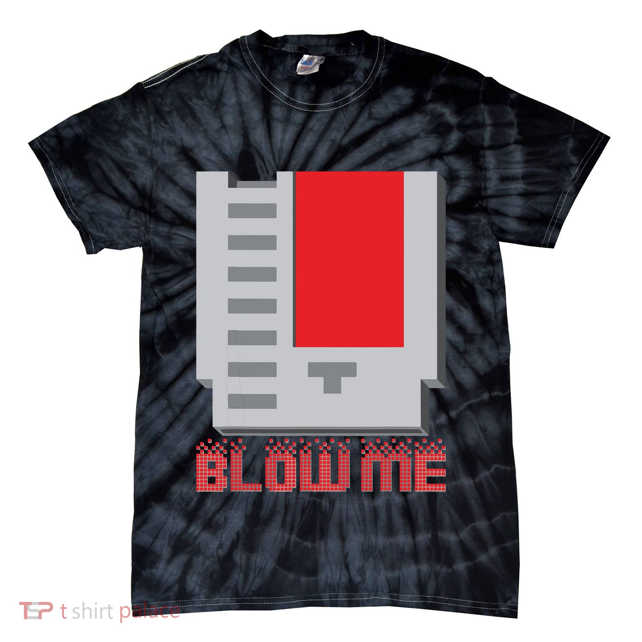 Blow Me Funny Vintage Retro 8Bit Cartridge Gaming Tie-Dye T-Shirt