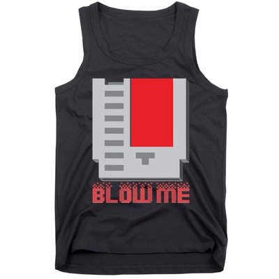 Blow Me Funny Vintage Retro 8Bit Cartridge Gaming Tank Top
