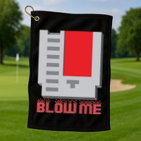 Blow Me Funny Vintage Retro 8Bit Cartridge Gaming Golf Towel