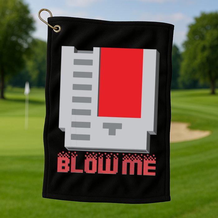 Blow Me Funny Vintage Retro 8Bit Cartridge Gaming Golf Towel