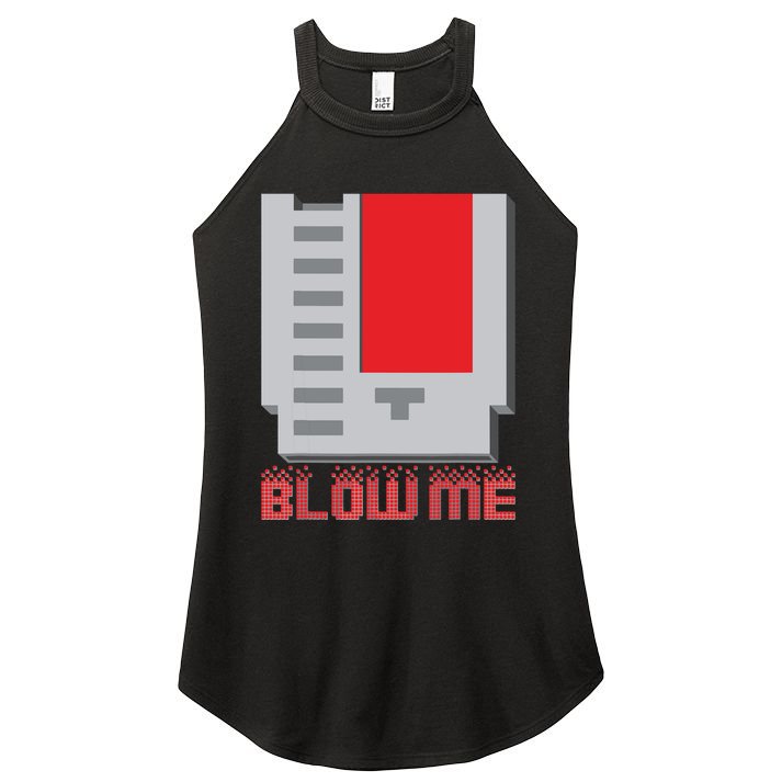 Blow Me Funny Vintage Retro 8Bit Cartridge Gaming Women's Perfect Tri Rocker Tank