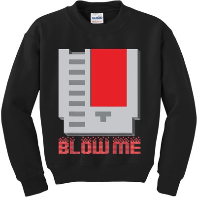 Blow Me Funny Vintage Retro 8Bit Cartridge Gaming Kids Sweatshirt
