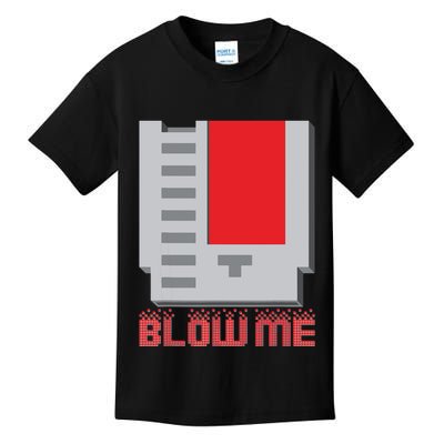 Blow Me Funny Vintage Retro 8Bit Cartridge Gaming Kids T-Shirt