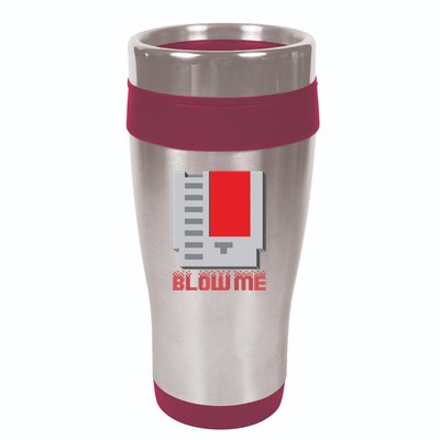 Blow Me Funny Vintage Retro 8Bit Cartridge Gaming 16oz Travel Tumbler