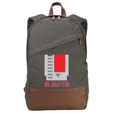 Blow Me Funny Vintage Retro 8Bit Cartridge Gaming Cotton Canvas Backpack