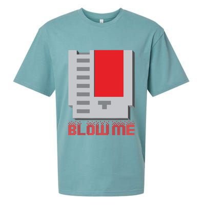 Blow Me Funny Vintage Retro 8Bit Cartridge Gaming Sueded Cloud Jersey T-Shirt