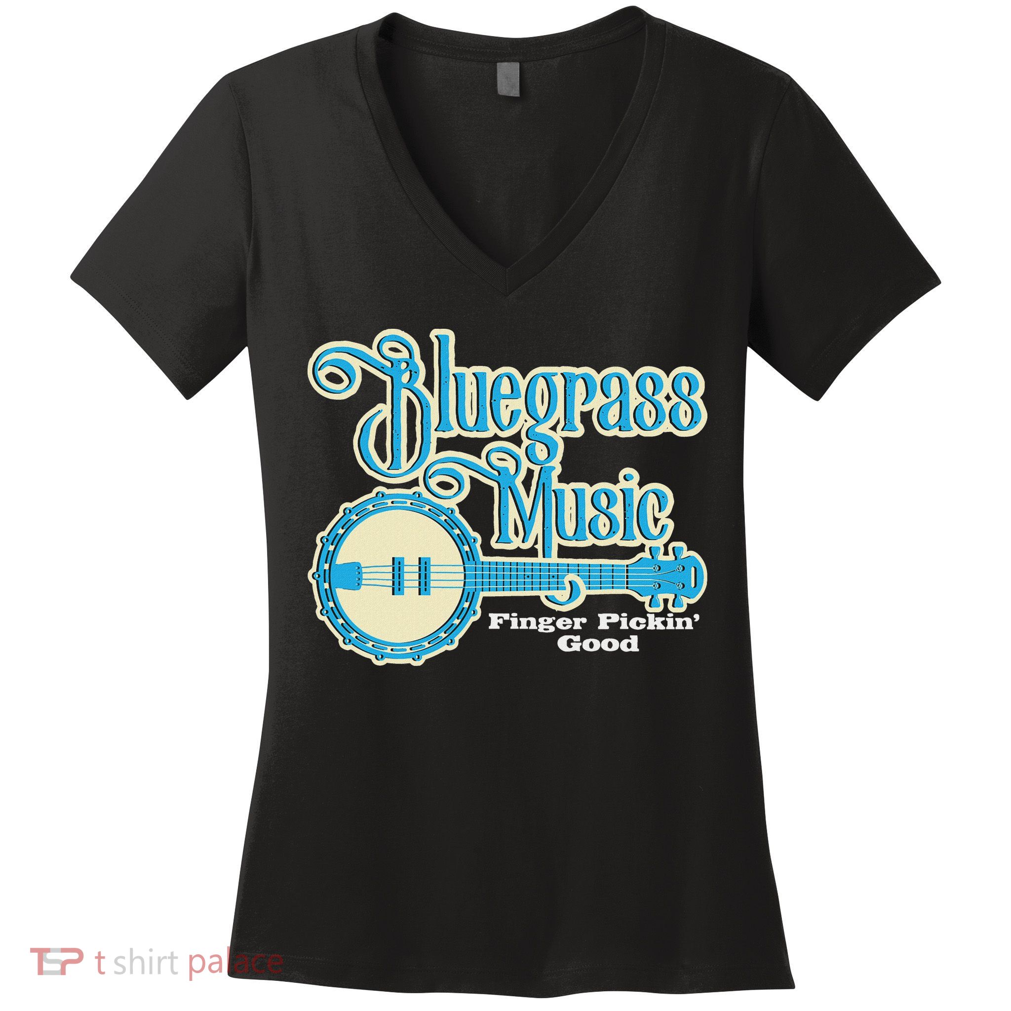 Bluegrass Music Finger Pickin Good Banjo Player Musician Women's V-Neck T-Shirt