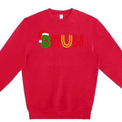 Bruh Meme Funny Saying Bro Greeting Teens Christmas Premium Crewneck Sweatshirt