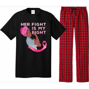 Black Mom Fighter Her Fight Is My Fight Breast Cancer Gift Pajama Set