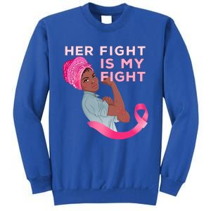 Black Mom Fighter Her Fight Is My Fight Breast Cancer Gift Sweatshirt