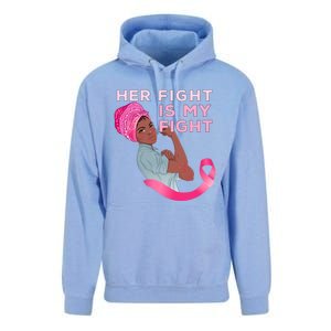 Black Mom Fighter Her Fight Is My Fight Breast Cancer Gift Unisex Surf Hoodie