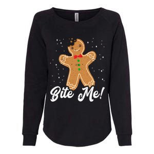 Bite Me Funny Gingerbread Christmas Holiday Gift Womens California Wash Sweatshirt