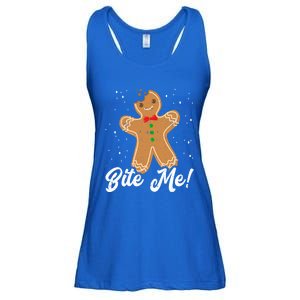 Bite Me Funny Gingerbread Christmas Holiday Gift Ladies Essential Flowy Tank