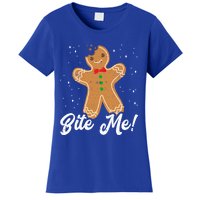 Bite Me Funny Gingerbread Christmas Holiday Gift Women's T-Shirt