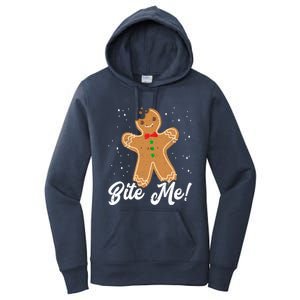 Bite Me Funny Gingerbread Christmas Holiday Gift Women's Pullover Hoodie