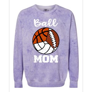 Ball Mom Funny Football Basketball Volleyball Mom Gift Colorblast Crewneck Sweatshirt