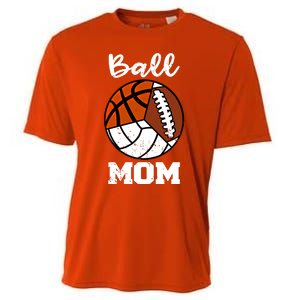 Ball Mom Funny Football Basketball Volleyball Mom Gift Cooling Performance Crew T-Shirt