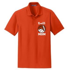 Ball Mom Funny Football Basketball Volleyball Mom Gift Dry Zone Grid Polo