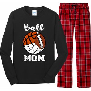 Ball Mom Funny Football Basketball Volleyball Mom Gift Long Sleeve Pajama Set