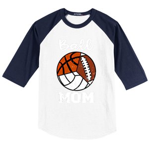 Ball Mom Funny Football Basketball Volleyball Mom Gift Baseball Sleeve Shirt