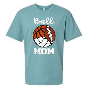 Ball Mom Funny Football Basketball Volleyball Mom Gift Sueded Cloud Jersey T-Shirt