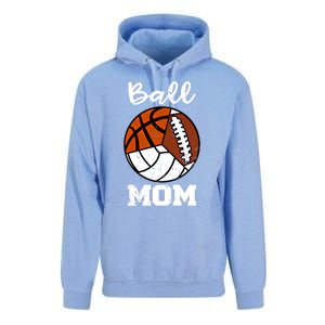 Ball Mom Funny Football Basketball Volleyball Mom Gift Unisex Surf Hoodie