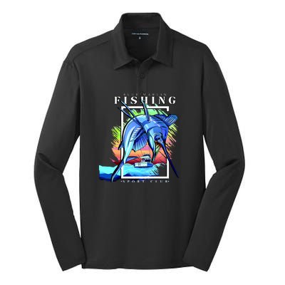 Blue Marlin Fishing Club Silk Touch Performance Long Sleeve Polo