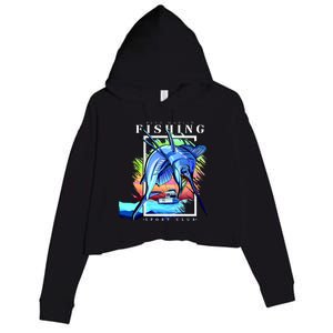 Blue Marlin Fishing Club Crop Fleece Hoodie