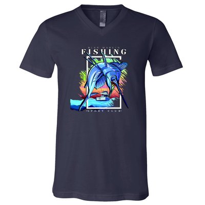 Blue Marlin Fishing Club V-Neck T-Shirt