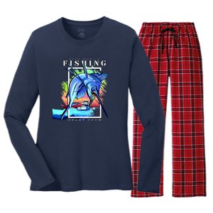 Blue Marlin Fishing Club Women's Long Sleeve Flannel Pajama Set 