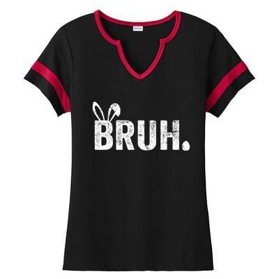 Bruh Meme Funny Saying Bro Greeting Teens Boy Easter Day Ladies Halftime Notch Neck Tee