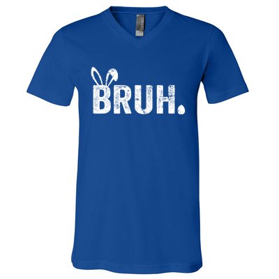 Bruh Meme Funny Saying Bro Greeting Teens Boy Easter Day V-Neck T-Shirt