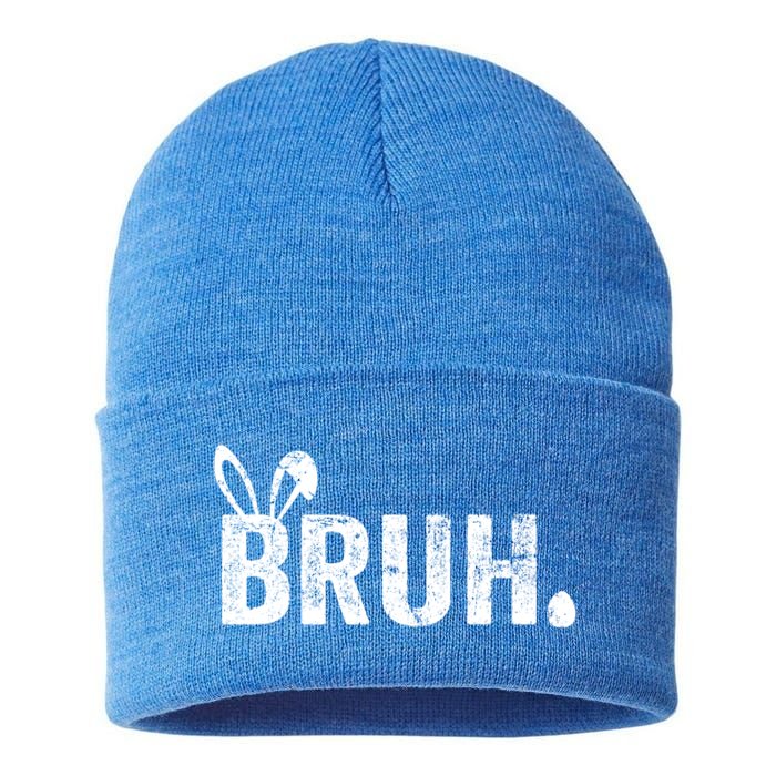 Bruh Meme Funny Saying Bro Greeting Teens Boy Easter Day Sustainable Knit Beanie