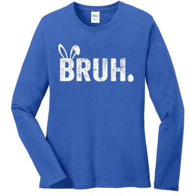 Bruh Meme Funny Saying Bro Greeting Teens Boy Easter Day Ladies Long Sleeve Shirt