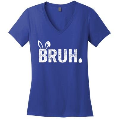 Bruh Meme Funny Saying Bro Greeting Teens Boy Easter Day Women's V-Neck T-Shirt