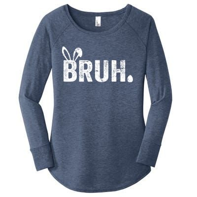 Bruh Meme Funny Saying Bro Greeting Teens Boy Easter Day Women's Perfect Tri Tunic Long Sleeve Shirt