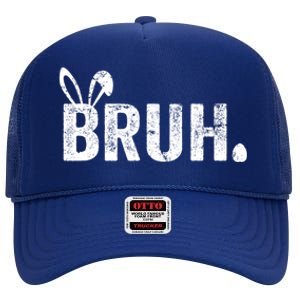 Bruh Meme Funny Saying Bro Greeting Teens Boy Easter Day High Crown Mesh Back Trucker Hat