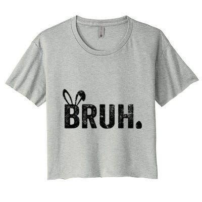 Bruh Meme Funny Saying Bro Greeting Teens Boy Easter Day Women's Crop Top Tee