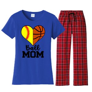 Ball Mom Funny Softball Basketball Player Mom Gift Women's Flannel Pajama Set