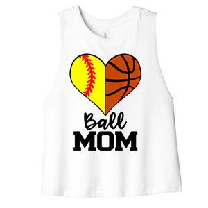 Ball Mom Funny Softball Basketball Player Mom Gift Women's Racerback Cropped Tank