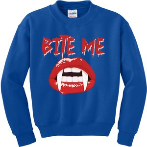 Bite Me Funny Halloween Vampire Bite Me Gift Kids Sweatshirt