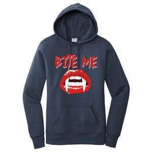 Bite Me Funny Halloween Vampire Bite Me Gift Women's Pullover Hoodie