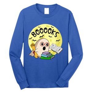 Boooks Moon Ghost Halloween Bookworm Reading Lover Gift Long Sleeve Shirt