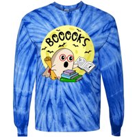 Boooks Moon Ghost Halloween Bookworm Reading Lover Gift Tie-Dye Long Sleeve Shirt