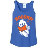 Boooks Moon Ghost Reading Halloween Bookworm Librarian Book Gift Ladies Essential Tank